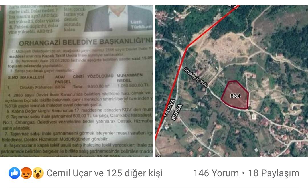 Orhangazi belediyesi tarafından satışa