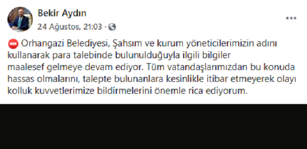 Orhangazi belediye başkanı Bekir