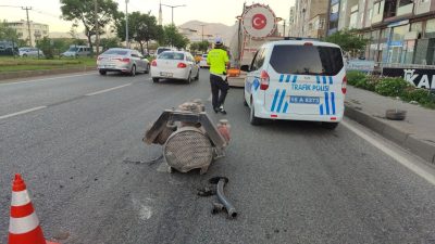 Orhangazi’de İznik kavşağında bir kalsit tankerinin üzerinde bulunan kilolarca ağırlığındaki
