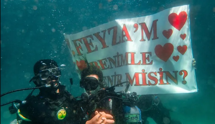 Yalova’da erkek arkadaşının daveti üzerine ilk kez dalışa giden kadın,