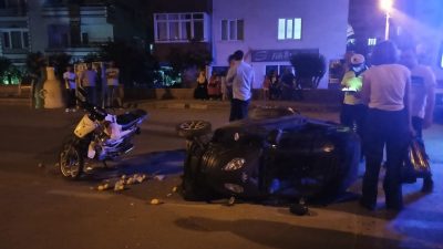 Orhangazi’de dün akşam meydana gelen trafik kazasında cadde üzerinde seyir