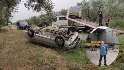 Orhangazi’de Akharem Altında meydana gelen trafik kazasında kontrolden çıkan bir