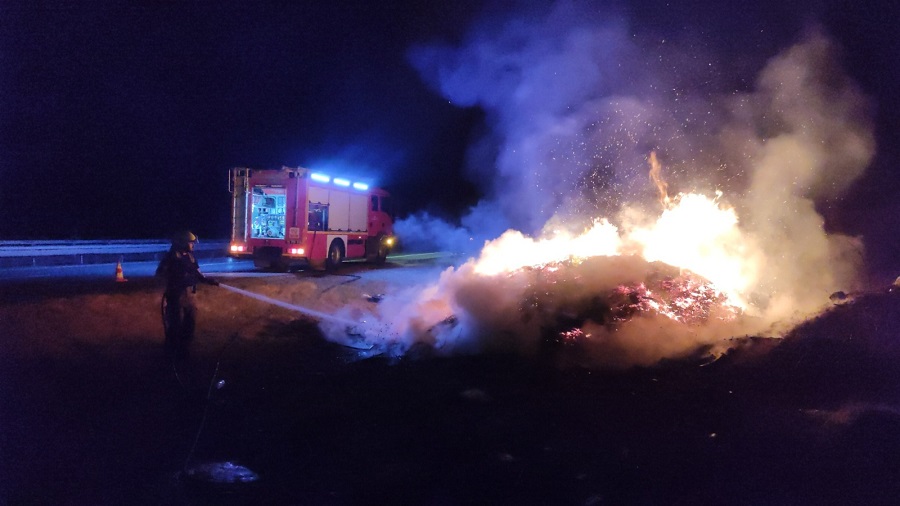 Orhangazi-Yalova karayolu, Süpürgelik Mevkiinde yol kenarında toplanmış ağaç dalları henüz