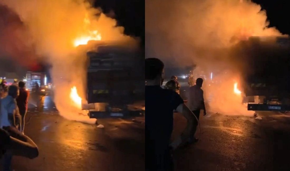 Bursa’da arı yüklü kamyon seyir halindeyken bir anda alev aldı.