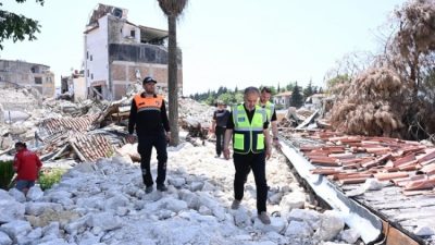Depremde tamamen yıkılan Hatay'daki Antakya Ulu Cami'yi ayağa kaldırma çalışmalarına