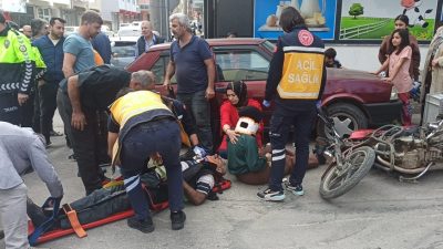 Orhangazi’de bugün meydana gelen trafik kazasında, motosiklet ile hafif ticari