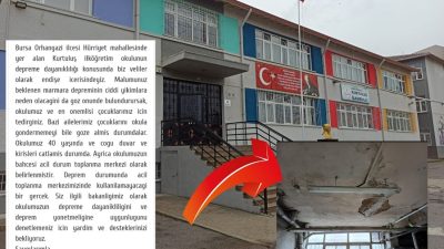 Orhangazi’nin en eski okullarından biri olan Kurtuluş ilk okulunun deprem