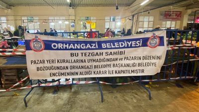 Orhangazi’de pazartesi günleri kurulan kapalı Pazar yerinde belediye zabıta ekipleri