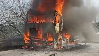 Bursa'nın Orhangazi ilçesinde meydana gelen olayda üzerinde mısır yüklü olduğu