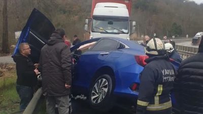 Orhangazi - Yalova yolu üzeri süpürgelik mevkiinde meydana gelen trafik