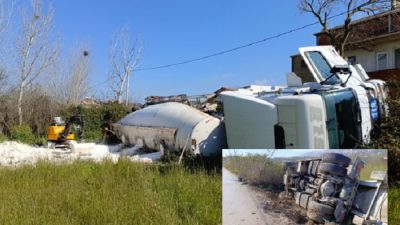 Bursa'nın Orhangazi ilçesinde meydana gelen kazada, tonlarca ağırlığında beton tozu