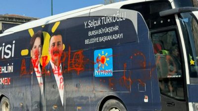 İYİ Parti'nin seçim otobüsüne yapılan boyalı saldırıdan sonra İYİ Parti