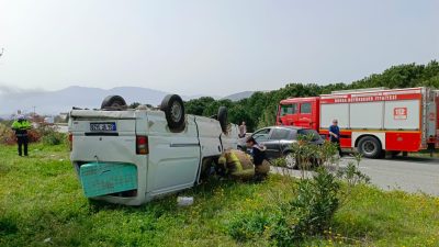 Bursa'nın Orhangazi ilçesinde meydana gelen trafik kazasında sürücünün kontrolünden çıkan