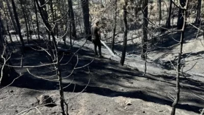 Bursa’nın Keles ilçesinde çıkan orman yangını havadan ve karadan müdahaleyle