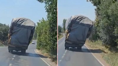 Orhangazi - İznik yolunda kontrolsüz ve aşırı yük yüklenen kamyonetin