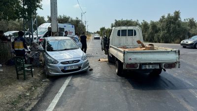Bursa’nın Orhangazi ilçesinde otomobil ile kamyonetin çarpışması sonucu meydana gelen