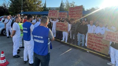 Bursa'nın Orhangazi ilçesinde Türk-İş’e bağlı Petrol İş Sendikası üyesi olan