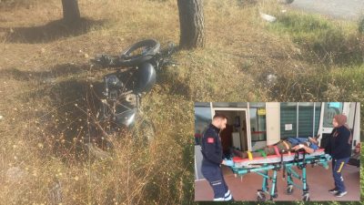 Bursa'nın Orhangazi ilçesinde motosiklet ile otomobilin çarpıştığı kazada, yol kenarına