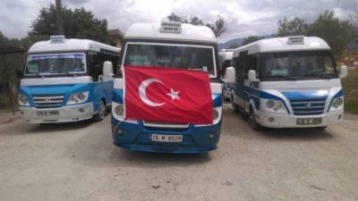 Bursa'nın Orhangazi ilçesinde şehir içi yolcu taşımacılığı yapan minibüslerin taşıma