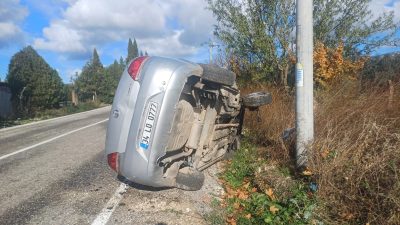 Bursa'nın Orhangazi ilçesinde meydana gelen trafik kazasında, önüne çıkan köpeğe