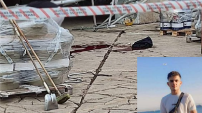 Yalova'da meydana gelen olayda bir gemi tersanesinde üzerine iskele düşen