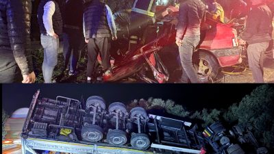 Orhangazi - İznik yolu üzerinde meydana gelen trafik kazasında otomobil