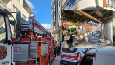 Bursa'nın Orhangazi ilçesinde meydana gelen olayda bir apartmanın baca kısmında