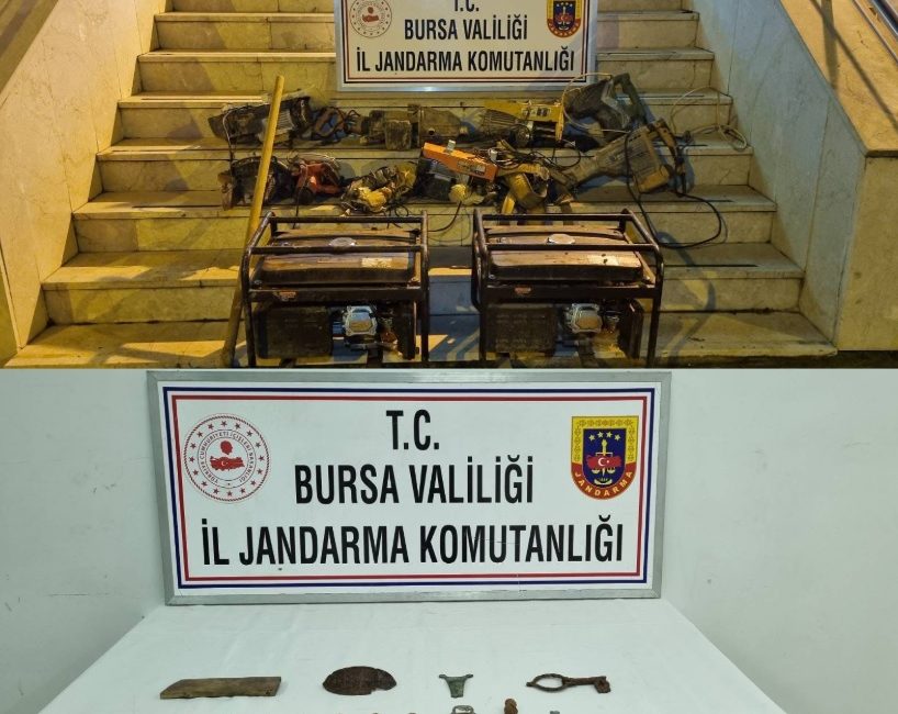 Bursa'nın Orhangazi ilçesinde bir zeytinlik içinde, define aramak için kaçak