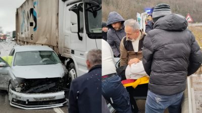 Orhangazi - Yalova yolu üzeri süpürgelik mevkiinde meydana gelen trafik