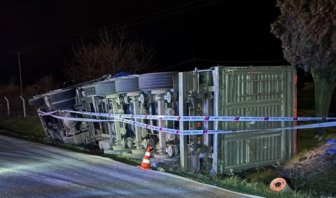 Bursa'nın Orhangazi ilçesinde meydana gelen trafik kazasında, seyir halindeki tır