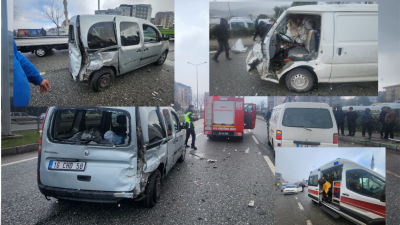 Bursa'nın Orhangazi ilçesinde ana yol üzerinde meydana gelen trafik kazasında