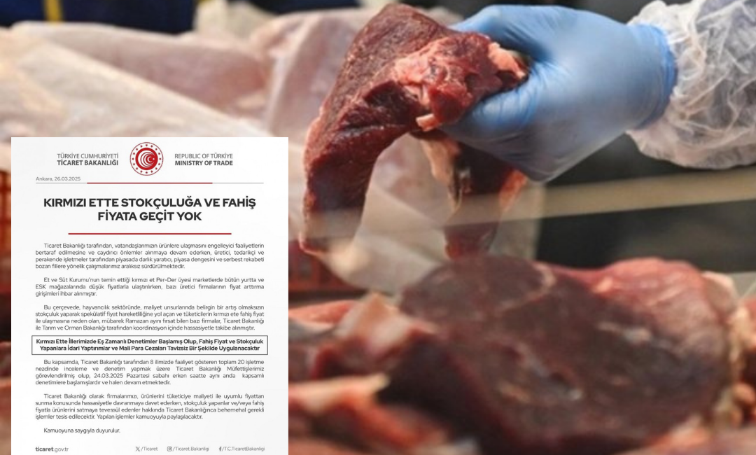 Ticaret Bakanlığı'ndan "Kırmızı ette illerimizde eş zamanlı denetimler başlamış olup,