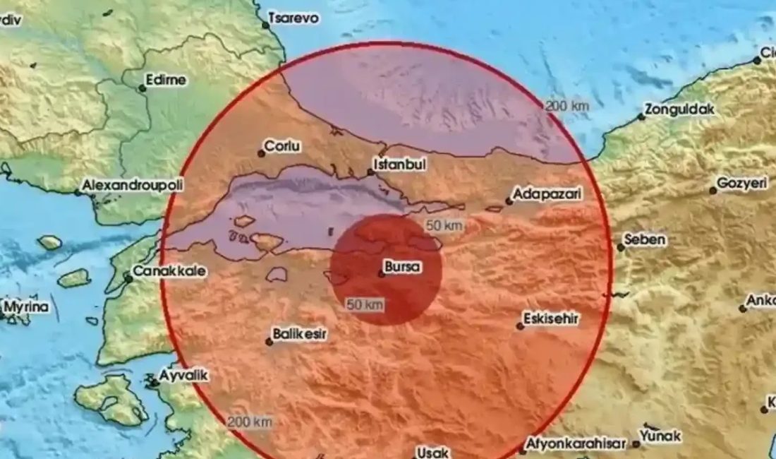 Kandilli Rasathanesi verilerine göre bugün saat 14.49'da merkez üssü Bursa'nın