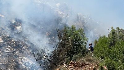 Bursa'nın Gemlik ilçesinde çöp döküm sahasında çıkan yangın, ekiplerin erken