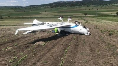 Bursa’nın Yenişehir ilçesinde bulunan havaalanından kalkan eğitim uçağı, Bilecik’in Bozüyük