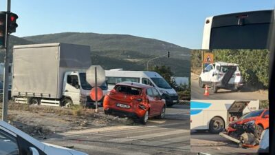 Bursa'nın Orhangazi ilçesinde ana yol üzerinde meydana gelen zincirleme trafik