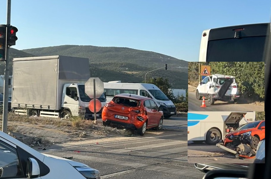 Bursa'nın Orhangazi ilçesinde ana yol üzerinde meydana gelen zincirleme trafik