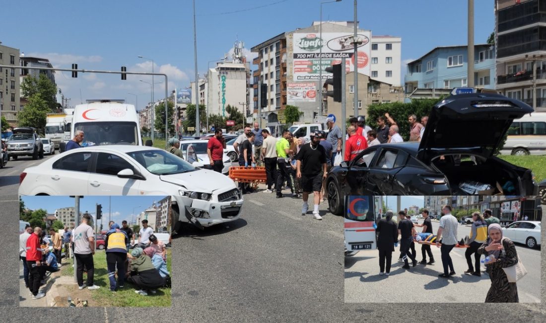 Bursa'nın Orhangazi ilçesinde ana yol üzeri ışıklı kavşak içinde meydana