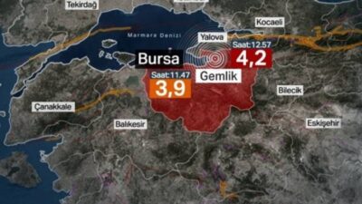 Bursa'da bir saat arayla 3,9 ve 4,2 büyüklüğünde sarsıntılar İstanbul