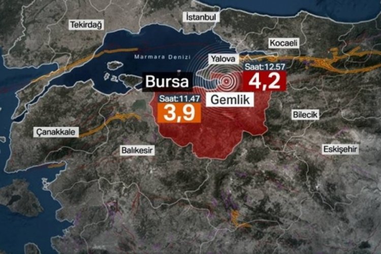 Bursa'da bir saat arayla 3,9 ve 4,2 büyüklüğünde sarsıntılar İstanbul
