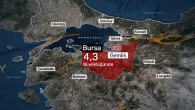 Bursa'nın Gemlik ilçesinde 4,3 büyüklüğünde deprem oldu. Deprem, İstanbul dahil
