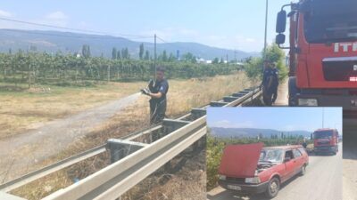 Bursa'nın Orhangazi ilçesinde meydana gelen olayda, seyir halindeki otomobilin motor