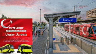 Bursa Büyükşehir Belediyesi 15 Temmuz'da ulaşımın belirli saat aralığında ücretsiz