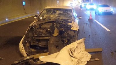 Gebze - Orhangazi - İzmir otoyolu Orhangazi tüneli içinde meydana