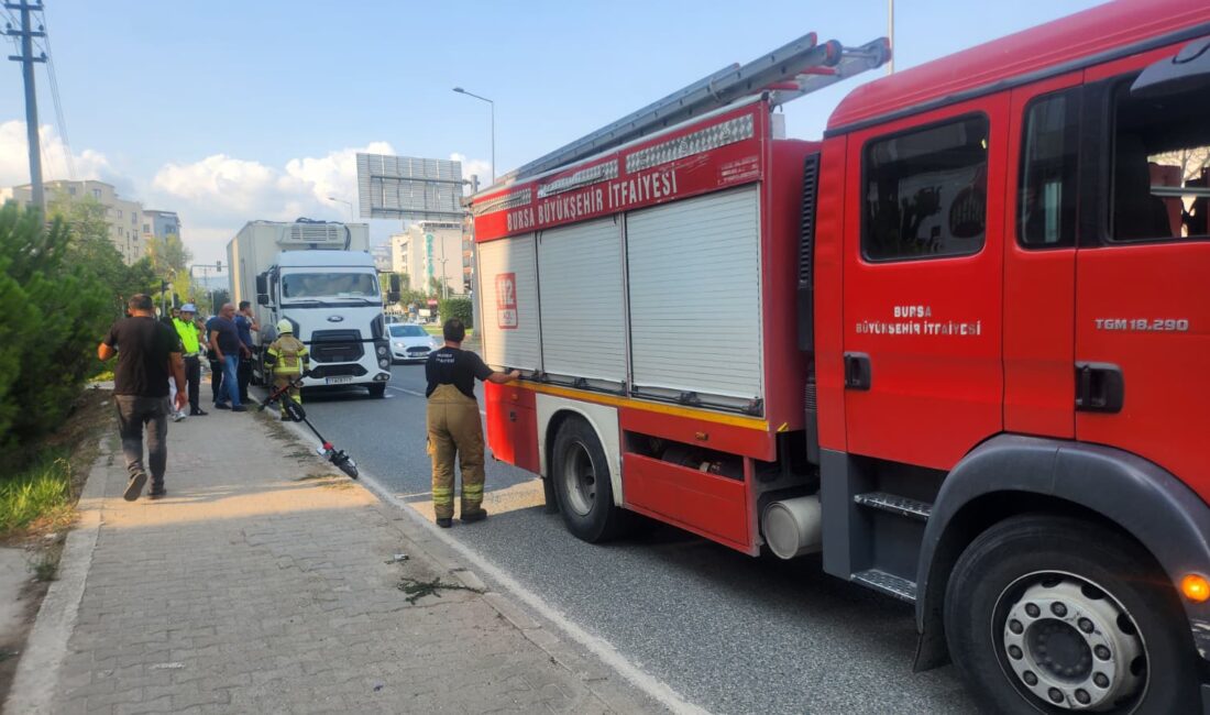 Bursa'nın Orhangazi ilçesinde ana yol üzerinde seyreden bir kamyonun motor