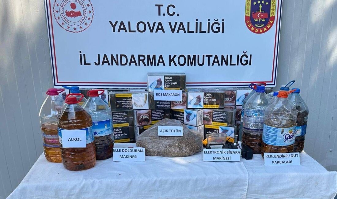 Yalova'da İl Jandarma Komutanlığı tarafından sahte alkol ve kaçak tütün