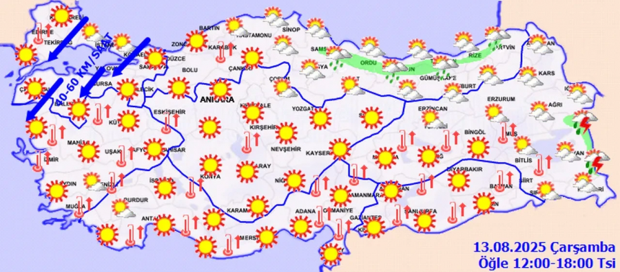Meteoroloji'den yapılan son hava tahminlerine göre; kuvvetli rüzgar ve fırtınanın