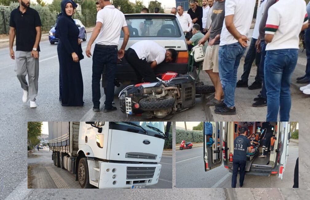 Bursa'nın Orhangazi ilçesinde meydana gelen trafik kazasında kontrolden çıkan motosiklet