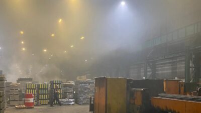 Bursa'nın Orhangazi ilçesinde faaliyet gösteren demir çelik üretimi yapan fabrikada