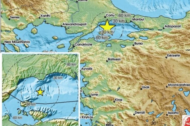 Marmara Denizi'nde bugün meydana gelen 5.0 ve 4.0 büyüklüğünde depremler